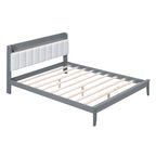 Letto imbottito con piattaforma grigio/noce con LED e USB | Matrimoniale francese / Matrimoniale standard | Posti letto 1-2