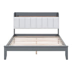 Letto imbottito con piattaforma grigio/noce con LED e USB | Matrimoniale francese / Matrimoniale standard | Posti letto 1-2