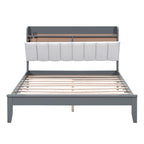 Letto imbottito con piattaforma grigio/noce con LED e USB | Matrimoniale francese / Matrimoniale standard | Posti letto 1-2