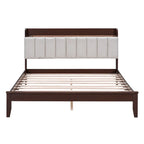 Letto imbottito con piattaforma grigio/noce con LED e USB | Matrimoniale francese / Matrimoniale standard | Posti letto 1-2