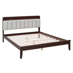 Letto imbottito con piattaforma grigio/noce con LED e USB | Matrimoniale francese / Matrimoniale standard | Posti letto 1-2