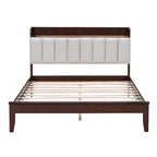 Letto imbottito con piattaforma grigio/noce con LED e USB | Matrimoniale francese / Matrimoniale standard | Posti letto 1-2