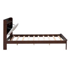 Letto imbottito con piattaforma grigio/noce con LED e USB | Matrimoniale francese / Matrimoniale standard | Posti letto 1-2