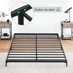 Struttura Letto a Piattaforma in Metallo Nero – Nessuna Rete a Molle, Supporto a 6/12 Gambe, Singolo/Matrimoniale/Queen
