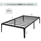 Struttura Letto a Piattaforma in Metallo Nero – Nessuna Rete a Molle, Supporto a 6/12 Gambe, Singolo/Matrimoniale/Queen