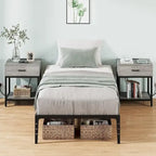 Struttura Letto a Piattaforma in Metallo Nero – Nessuna Rete a Molle, Supporto a 6/12 Gambe, Singolo/Matrimoniale/Queen