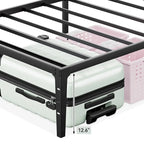 Struttura Letto a Piattaforma in Metallo Nero – Nessuna Rete a Molle, Supporto a 6/12 Gambe, Singolo/Matrimoniale/Queen