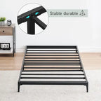 Struttura Letto a Piattaforma in Metallo Nero – Nessuna Rete a Molle, Supporto a 6/12 Gambe, Singolo/Matrimoniale/Queen