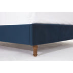Letto matrimoniale Queen size in velluto blu / avorio – testiera capitonné ad ali, 2 persone