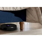 Letto matrimoniale Queen size in velluto blu / avorio – testiera capitonné ad ali, 2 persone