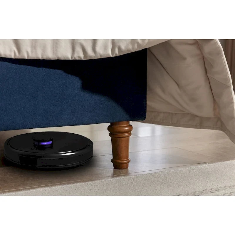 Letto matrimoniale Queen size in velluto blu / avorio – testiera capitonné ad ali, 2 persone