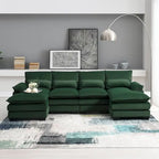 Divano componibile a U da 6 posti, in ciniglia e velluto, nei colori bianco/grigio/verde/blu/nero
