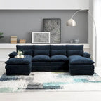 Divano componibile a U da 6 posti, in ciniglia e velluto, nei colori bianco/grigio/verde/blu/nero