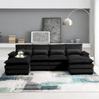 Divano componibile a U da 6 posti, in ciniglia e velluto, nei colori bianco/grigio/verde/blu/nero