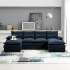 Divano componibile a U da 6 posti, in ciniglia e velluto, nei colori bianco/grigio/verde/blu/nero