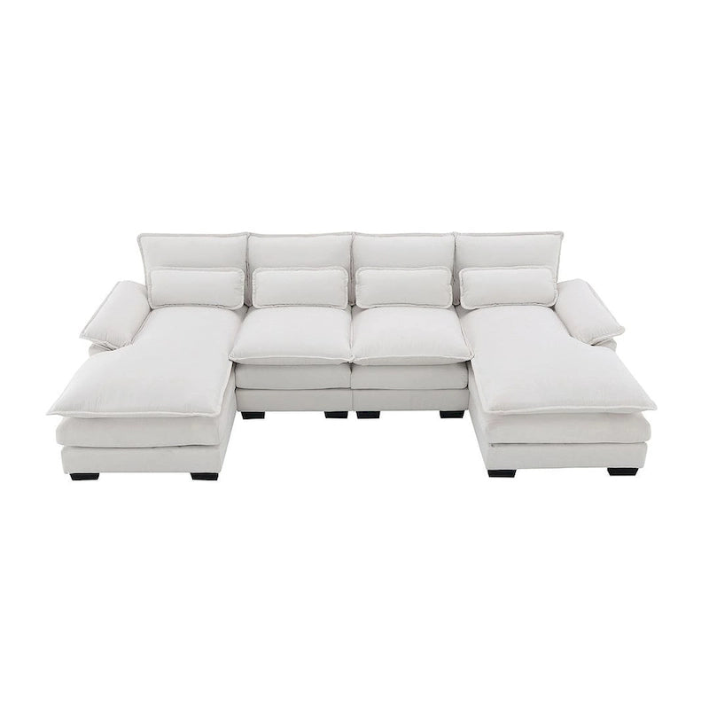 Divano componibile a U da 6 posti, in ciniglia e velluto, nei colori bianco/grigio/verde/blu/nero