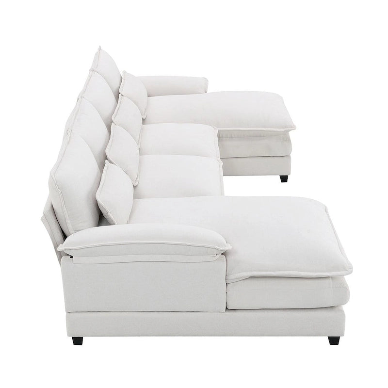 Divano componibile a U da 6 posti, in ciniglia e velluto, nei colori bianco/grigio/verde/blu/nero