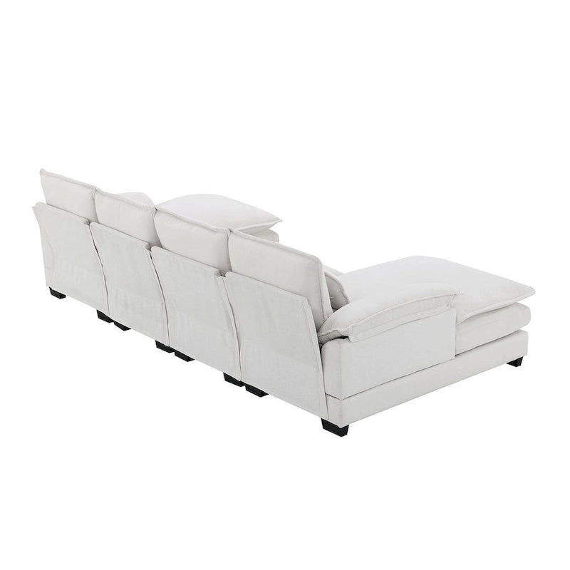 Divano componibile a U da 6 posti, in ciniglia e velluto, nei colori bianco/grigio/verde/blu/nero