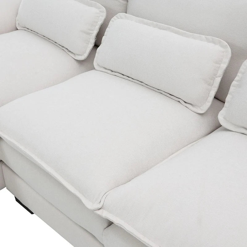 Divano componibile a U da 6 posti, in ciniglia e velluto, nei colori bianco/grigio/verde/blu/nero