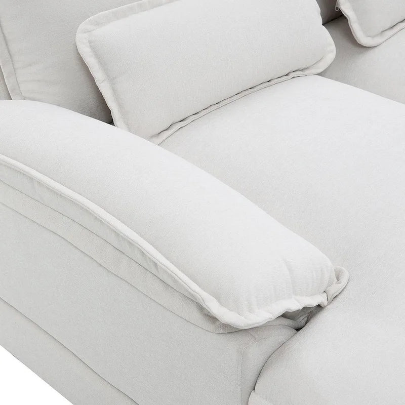Divano componibile a U da 6 posti, in ciniglia e velluto, nei colori bianco/grigio/verde/blu/nero