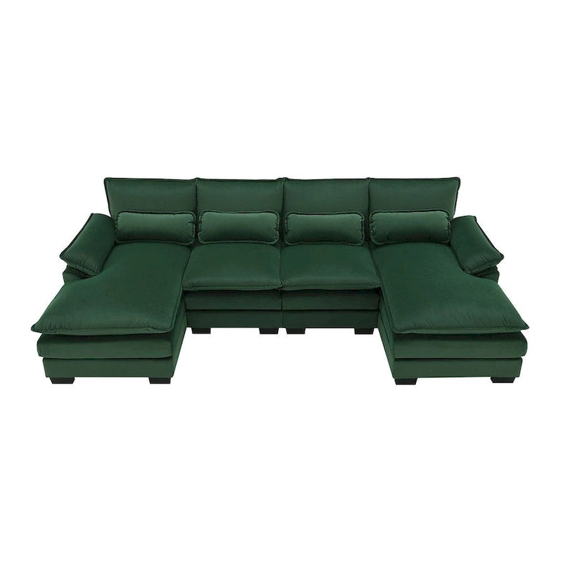 Divano componibile a U da 6 posti, in ciniglia e velluto, nei colori bianco/grigio/verde/blu/nero