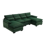 Divano componibile a U da 6 posti, in ciniglia e velluto, nei colori bianco/grigio/verde/blu/nero