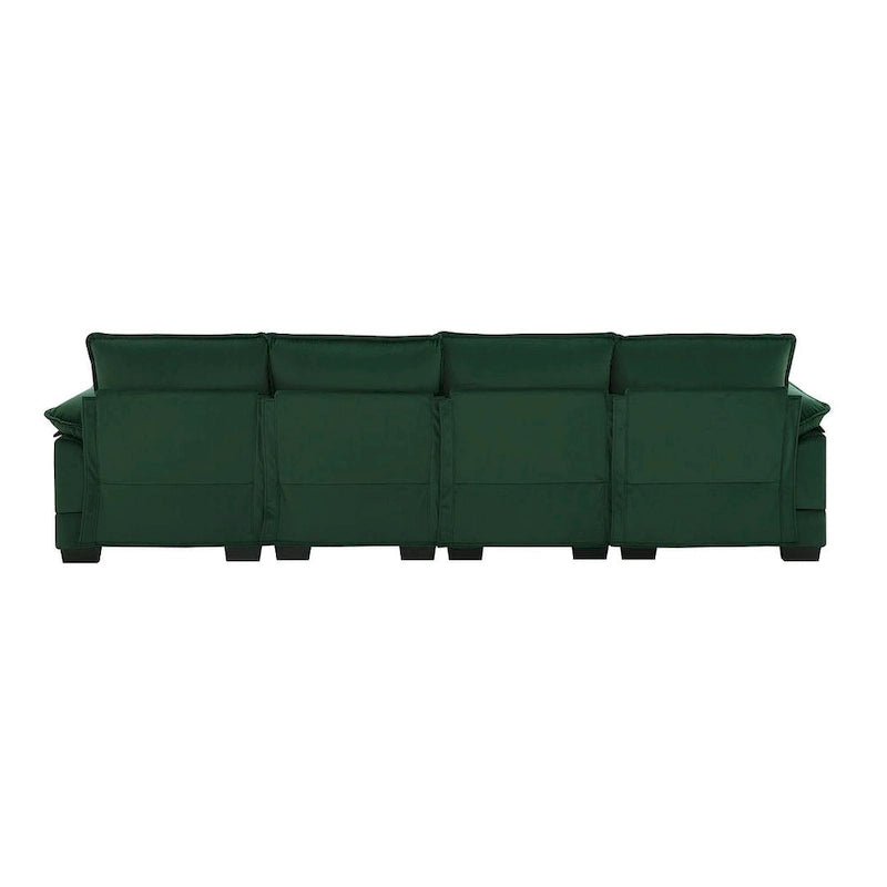 Divano componibile a U da 6 posti, in ciniglia e velluto, nei colori bianco/grigio/verde/blu/nero