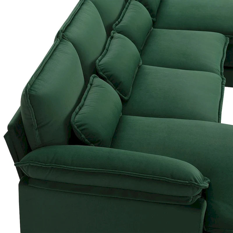 Divano componibile a U da 6 posti, in ciniglia e velluto, nei colori bianco/grigio/verde/blu/nero