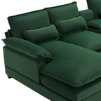 Divano componibile a U da 6 posti, in ciniglia e velluto, nei colori bianco/grigio/verde/blu/nero