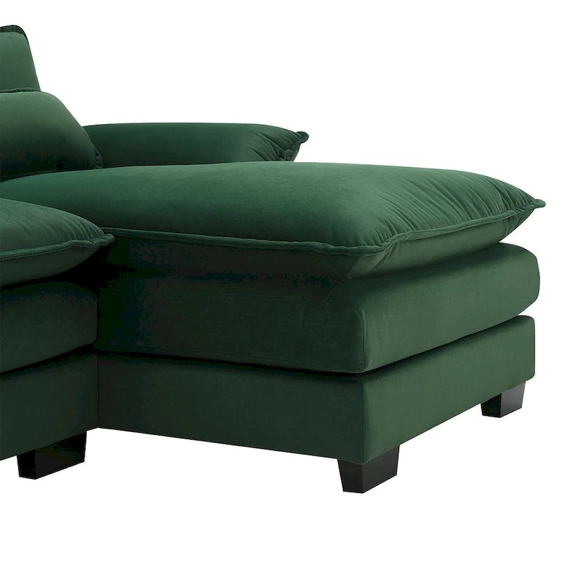 Divano componibile a U da 6 posti, in ciniglia e velluto, nei colori bianco/grigio/verde/blu/nero