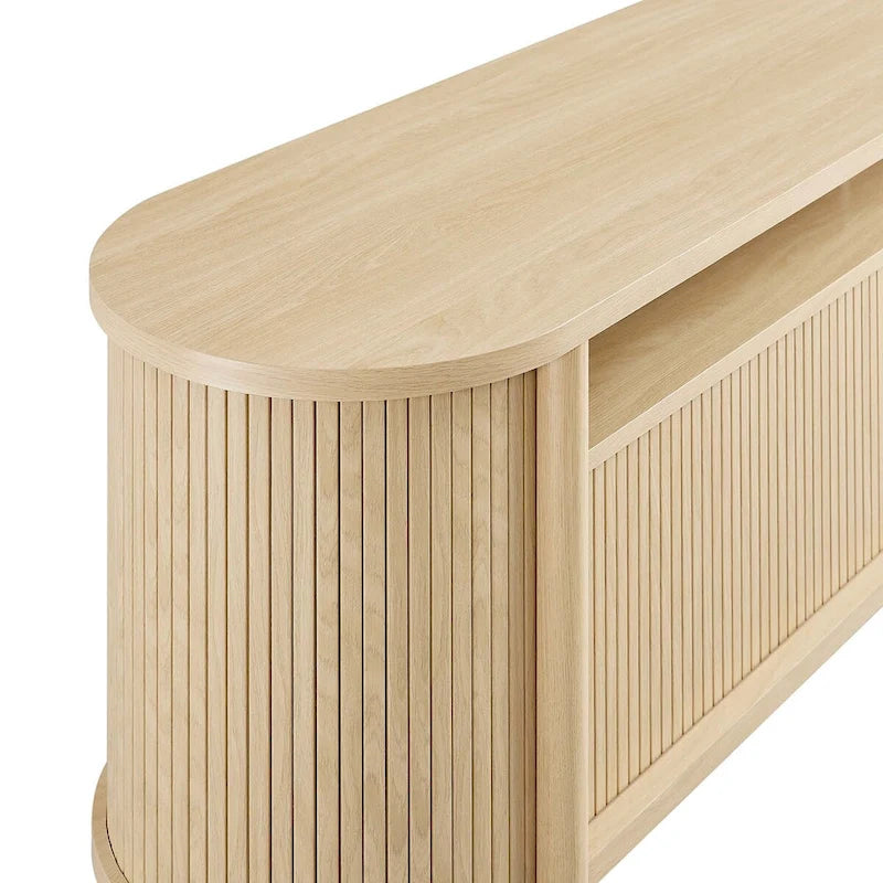 Mobile TV in rovere, stile scanalato, adatto a TV fino a 65", montaggio da 1-2 persone