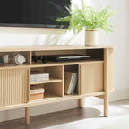 Mobile TV in rovere, stile scanalato, adatto a TV fino a 65", montaggio da 1-2 persone