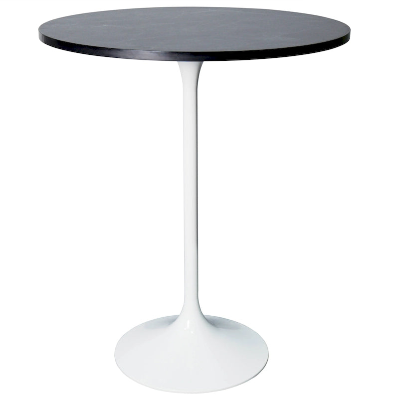 Tavolo rotondo da bar da 27", piano in MDF e base in acciaio spazzolato, 4 posti – Nero / Naturale / Marrone / Noce