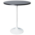Tavolo rotondo da bar da 27", piano in MDF e base in acciaio spazzolato, 4 posti – Nero / Naturale / Marrone / Noce