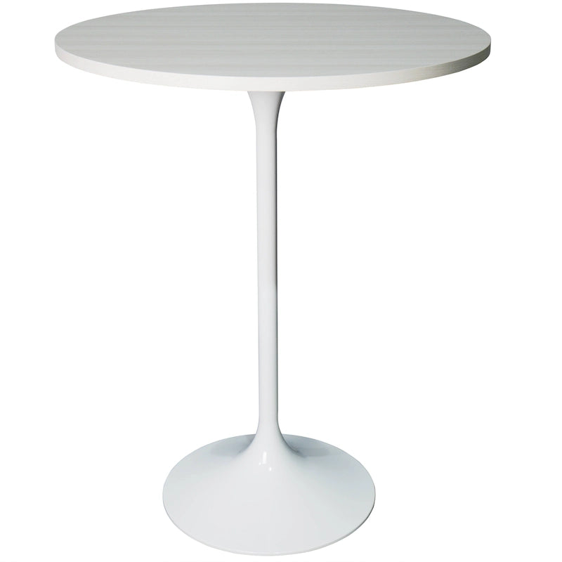 Tavolo rotondo da bar da 27", piano in MDF e base in acciaio spazzolato, 4 posti – Nero / Naturale / Marrone / Noce