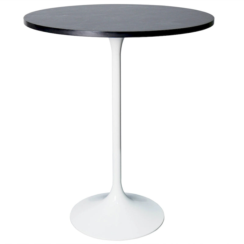 Tavolo rotondo da bar da 27", piano in MDF e base in acciaio spazzolato, 4 posti – Nero / Naturale / Marrone / Noce
