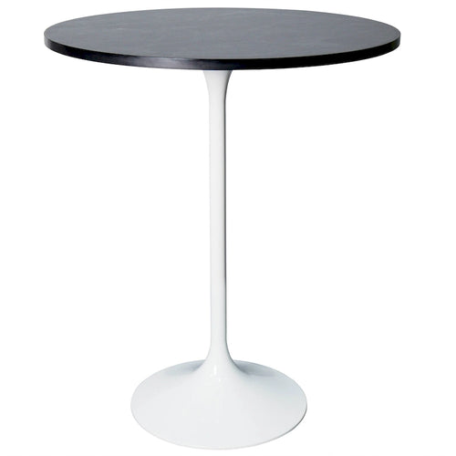 Tavolo rotondo da bar da 27", piano in MDF e base in acciaio spazzolato, 4 posti – Nero / Naturale / Marrone / Noce