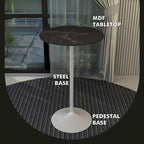 Tavolo rotondo da bar da 27", piano in MDF e base in acciaio spazzolato, 4 posti – Nero / Naturale / Marrone / Noce