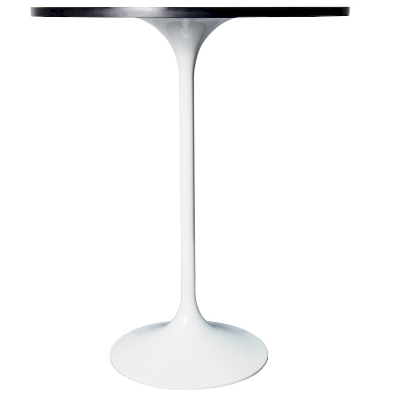 Tavolo rotondo da bar da 27", piano in MDF e base in acciaio spazzolato, 4 posti – Nero / Naturale / Marrone / Noce