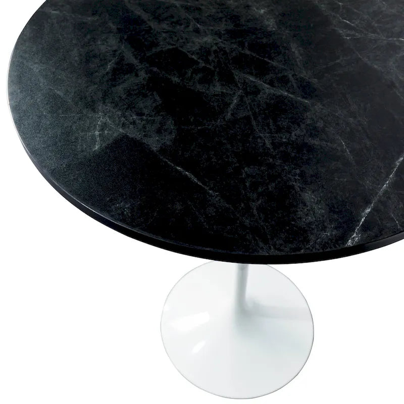 Tavolo rotondo da bar da 27", piano in MDF e base in acciaio spazzolato, 4 posti – Nero / Naturale / Marrone / Noce