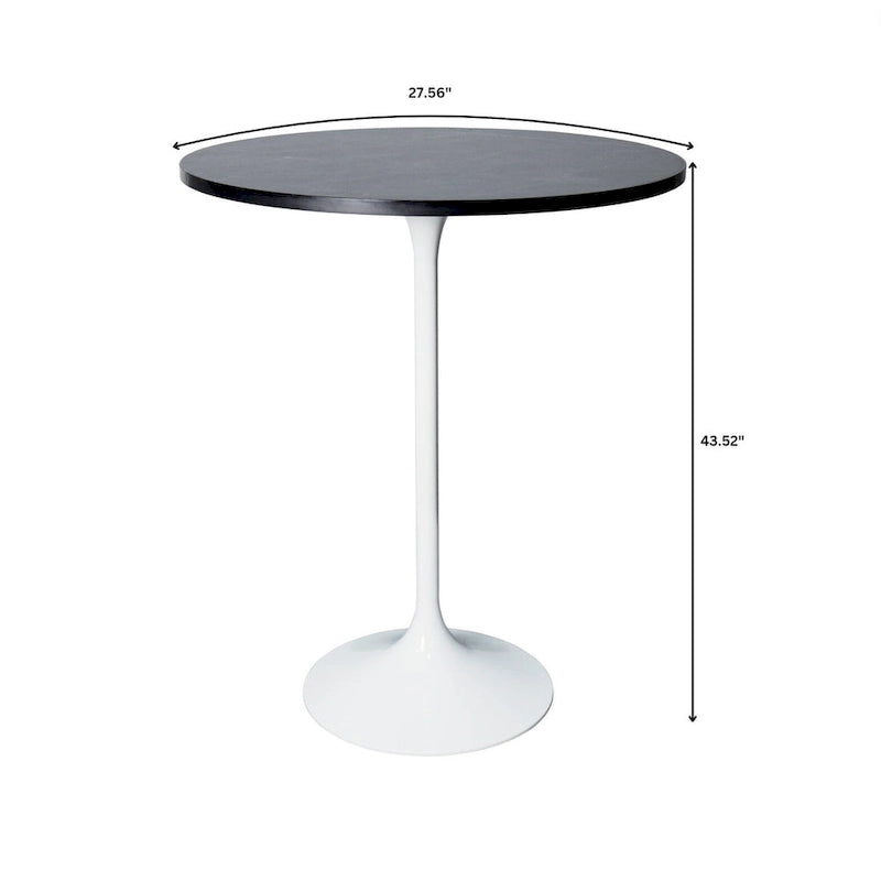 Tavolo rotondo da bar da 27", piano in MDF e base in acciaio spazzolato, 4 posti – Nero / Naturale / Marrone / Noce