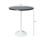 Tavolo rotondo da bar da 27", piano in MDF e base in acciaio spazzolato, 4 posti – Nero / Naturale / Marrone / Noce