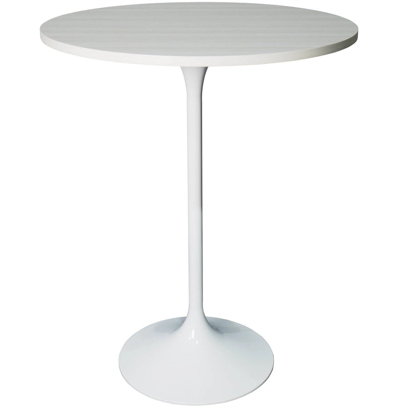 Tavolo rotondo da bar da 27", piano in MDF e base in acciaio spazzolato, 4 posti – Nero / Naturale / Marrone / Noce