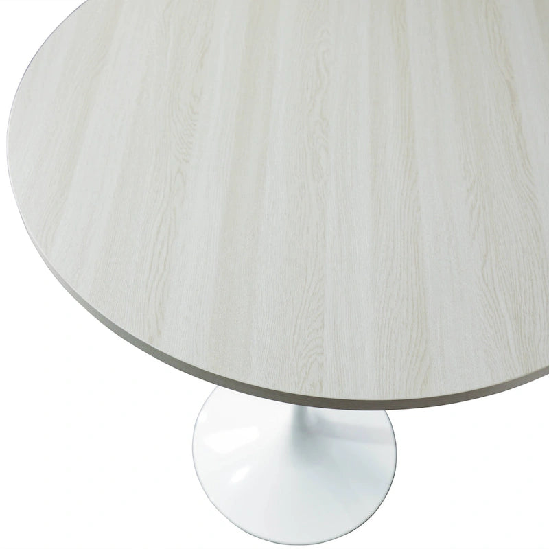 Tavolo rotondo da bar da 27", piano in MDF e base in acciaio spazzolato, 4 posti – Nero / Naturale / Marrone / Noce