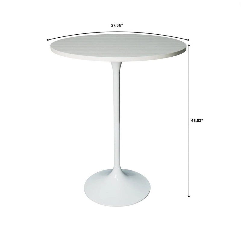 Tavolo rotondo da bar da 27", piano in MDF e base in acciaio spazzolato, 4 posti – Nero / Naturale / Marrone / Noce