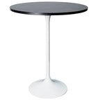 Tavolo rotondo da bar da 27", piano in MDF e base in acciaio spazzolato, 4 posti – Nero / Naturale / Marrone / Noce