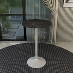 Tavolo rotondo da bar da 27", piano in MDF e base in acciaio spazzolato, 4 posti – Nero / Naturale / Marrone / Noce