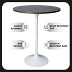 Tavolo rotondo da bar da 27", piano in MDF e base in acciaio spazzolato, 4 posti – Nero / Naturale / Marrone / Noce