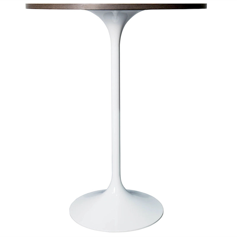 Tavolo rotondo da bar da 27", piano in MDF e base in acciaio spazzolato, 4 posti – Nero / Naturale / Marrone / Noce