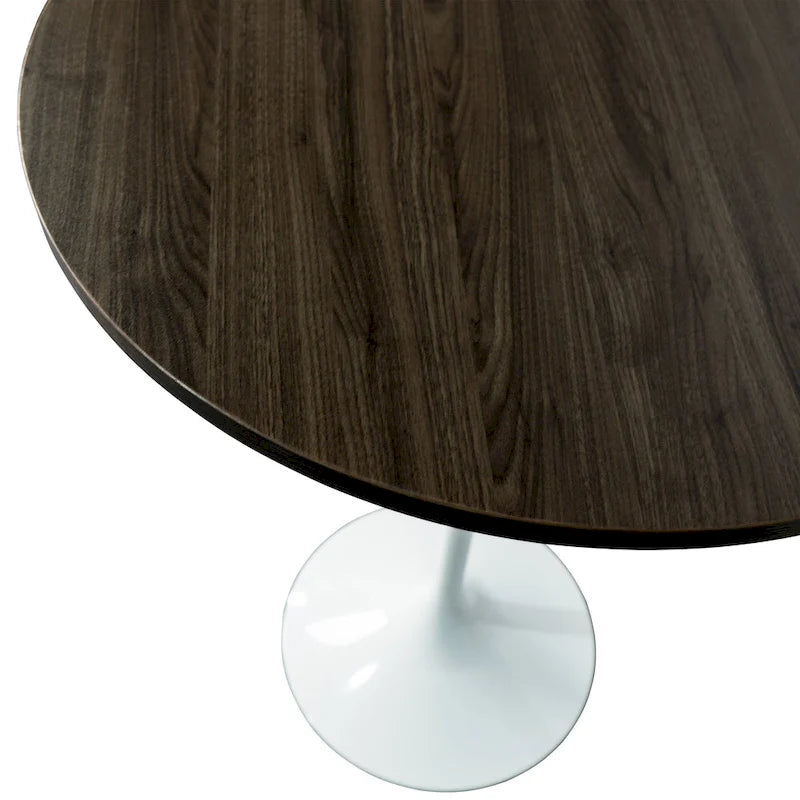 Tavolo rotondo da bar da 27", piano in MDF e base in acciaio spazzolato, 4 posti – Nero / Naturale / Marrone / Noce